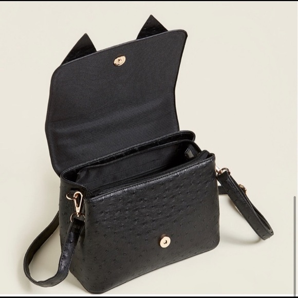 Crossi•Bold Bow Black Embossed Satchel - Picture 3 of 5